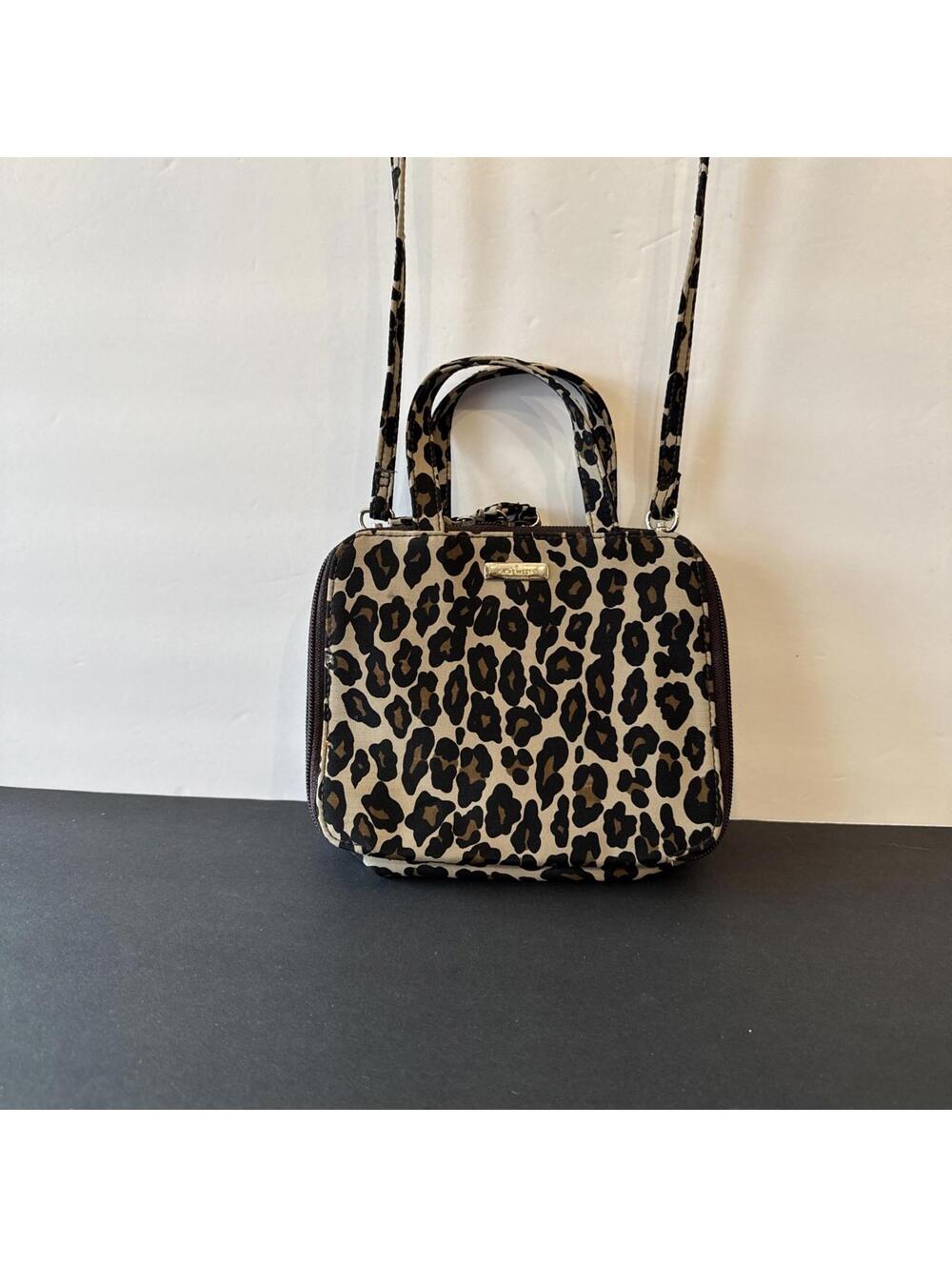 Leopard Print NINE WEST Mini Handbag Shoulder Strap Multi Pocket Compartments